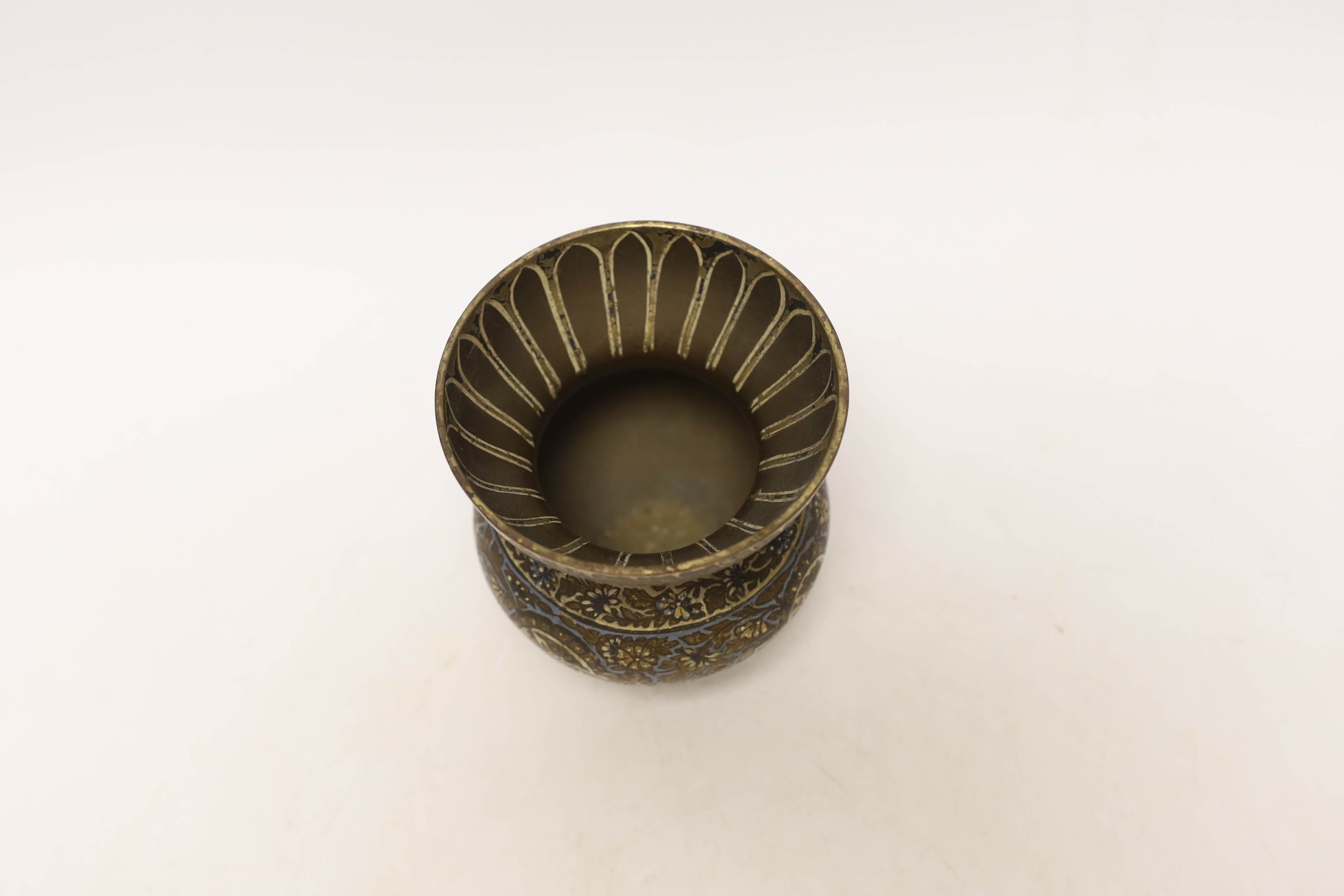 An Indian bronze enamelled vase